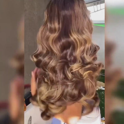 Blonde Highlighted Wig Body Wave Glueless Human Hair Wigs 13x4 HD Lace Front Wigs 180% Density with Pre Plucked