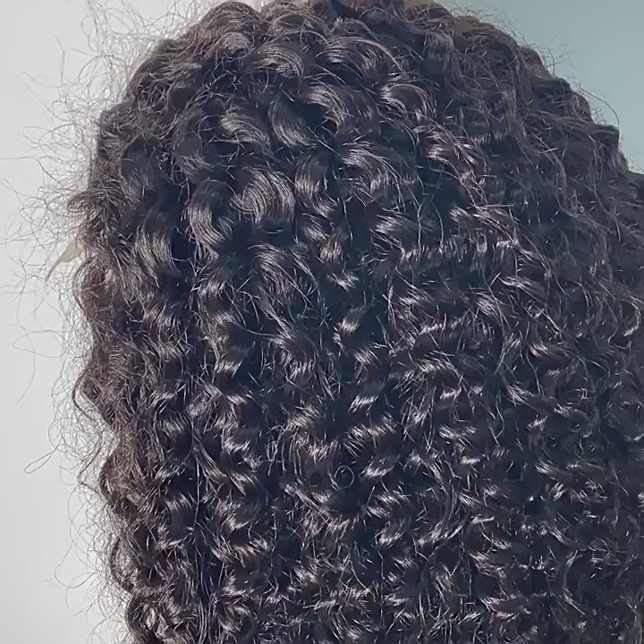 360 Full Lace Glueless Deep Wave Wig Invisi Drawstring Natural Black Pull & Go 180% Density Human Hair