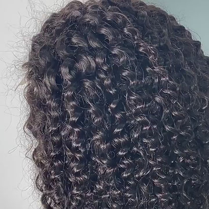 360 Full Lace Glueless Deep Wave Wig Invisi Drawstring Natural Black Pull & Go 180% Density Human Hair