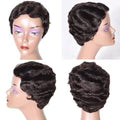Modern Show Short Mommy Curly Hair Wig Finger Wave Human Hair Wear Go Wigs Guleless Remi Pixie Cut Wig Pre Plucked 150% Density On Sale