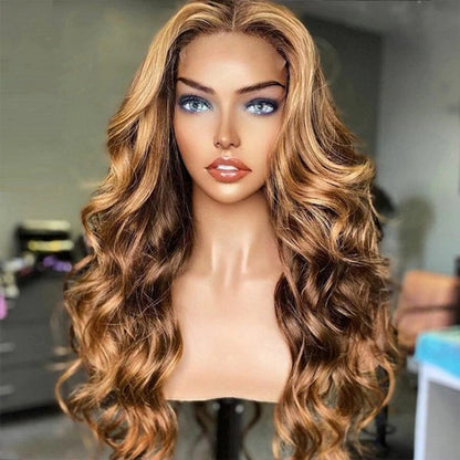 Blonde Highlighted Wig Body Wave Glueless Human Hair Wigs 13x4 HD Lace Front Wigs 180% Density with Pre Plucked