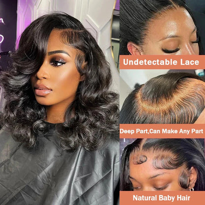 Body Wave 13x4 Lace Frontal Bob Wig Human Hair Remy Short Glueless Pre Cut Lace Wig