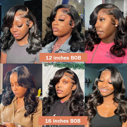 Body Wave 13x4 Lace Frontal Bob Wig Human Hair Remy Short Glueless Pre Cut Lace Wig