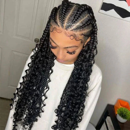 Human Boho Braiding Hair Deep Wave Double Drawn Spanish Curly Bulk Hair Extensions