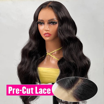 5x5 Glueless Wigs Human Hair Body Wave Lace Front Wigs Put On and Go Glueless Wig with Pre-plucked