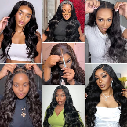 5x5 Glueless Wigs Human Hair Body Wave Lace Front Wigs Put On and Go Glueless Wig with Pre-plucked