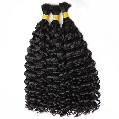 Human Boho Braiding Hair Deep Wave Double Drawn Spanish Curly Bulk Hair Extensions