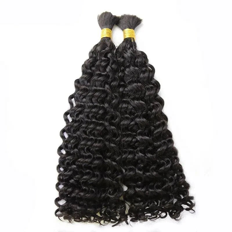 Human Boho Braiding Hair Deep Wave Double Drawn Spanish Curly Bulk Hair Extensions