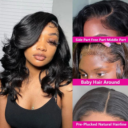 Body Wave 13x4 Lace Frontal Bob Wig Human Hair Remy Short Glueless Pre Cut Lace Wig