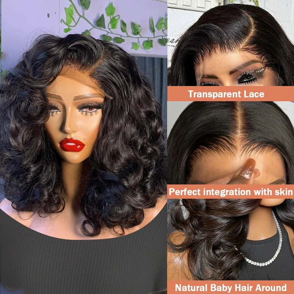 Body Wave 13x4 Lace Frontal Bob Wig Human Hair Remy Short Glueless Pre Cut Lace Wig