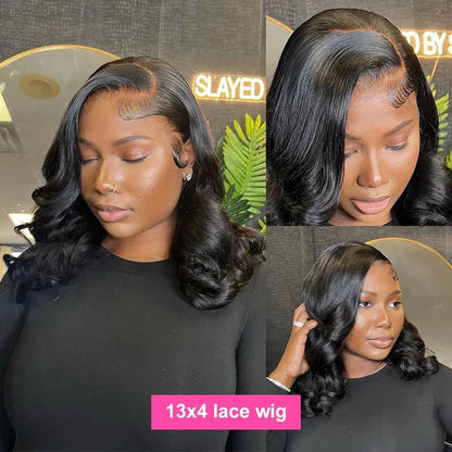 Body Wave 13x4 Lace Frontal Bob Wig Human Hair Remy Short Glueless Pre Cut Lace Wig