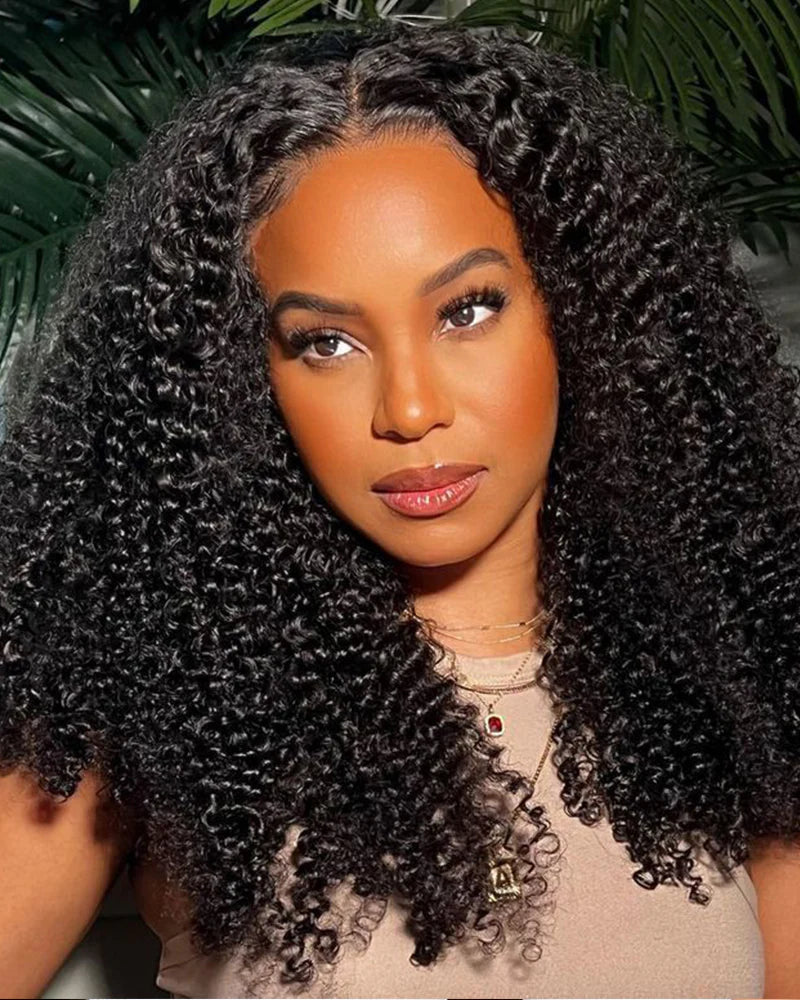 [3 In 1 Half Wig] Burmese Curly Glueless Half Wig With Elastic Drawstring Endless Natural Black Protective Styles