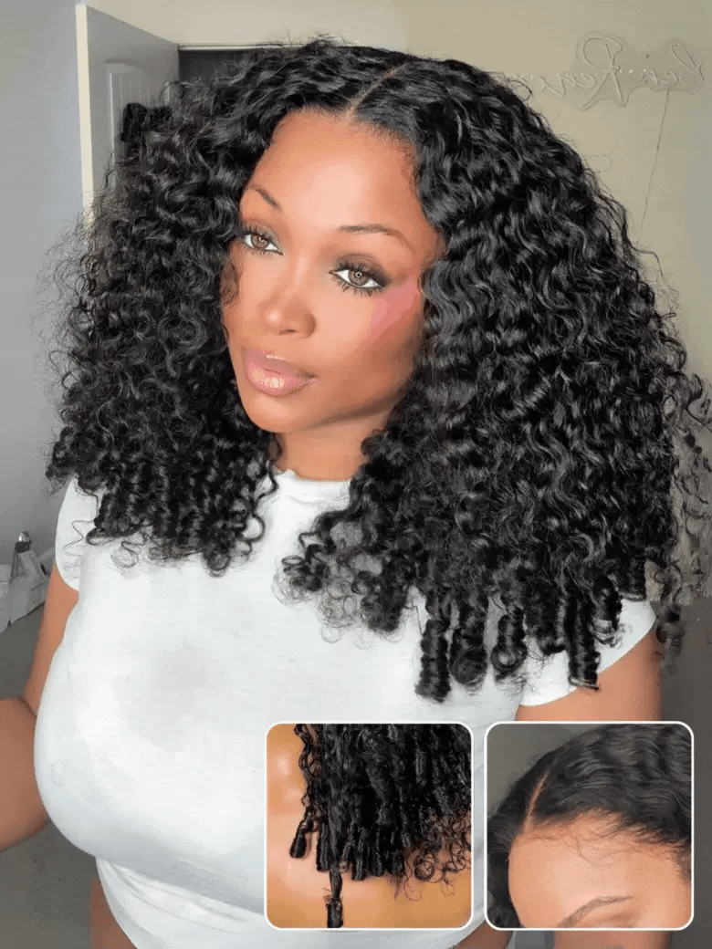 7x5 Bye Bye Knots Kinky Curly Wig Put On and Go Pre Cut Lace Lace Closure Premium Glueless Human Hair Wigs with Drawstring