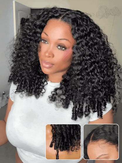 7x5 Bye Bye Knots Kinky Curly Wig Put On and Go Pre Cut Lace Lace Closure Premium Glueless Human Hair Wigs with Drawstring