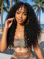 7x5 Glueless Wig Pre Cut 180% Density Wet And Wavy Water Wave Natural Black Invisible Knots Lace Frontal Wig Put On and Go