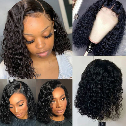 Short Curly Bob Wigs Brazilian Virgin Human Hair 13x4 Lace Front Wigs Kinky Curly Hair Pre Plucked with Baby Hair 150% Density (12inch, 13x4)