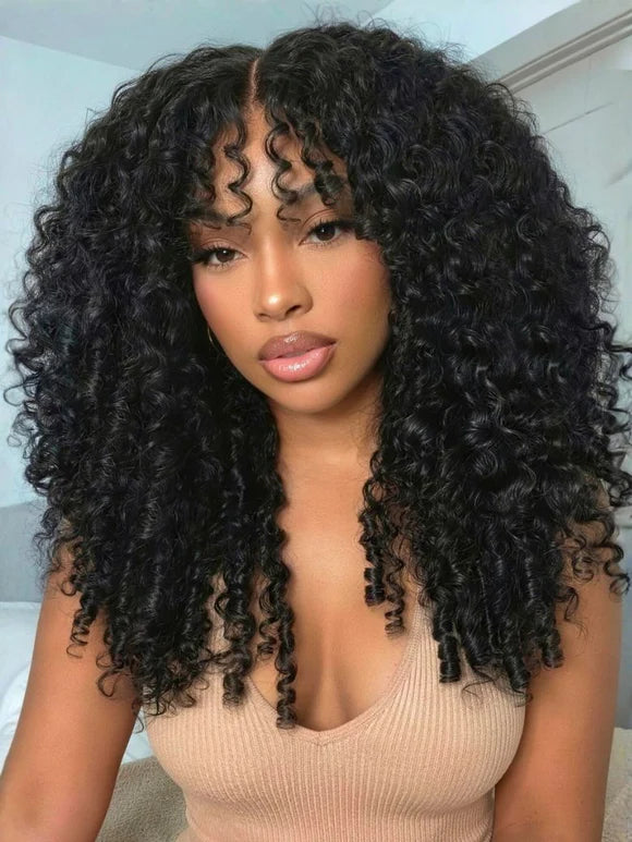 7x5 Bye Bye Knots Kinky Curly Wig Put On and Go Pre Cut Lace Lace Closure Premium Glueless Human Hair Wigs with Drawstring