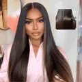 Pre Everything 7x5 Glueless Lace Chestnut Brown Ombre Yaki Straight Put On and Go Wig With Bleached Knots 150% Density