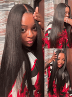 Yaki Straight 13x4/6x5 Glueless Lace Wig Pre-cut Lace Put On and Go Natural Black Beginner Friendly 150% Density