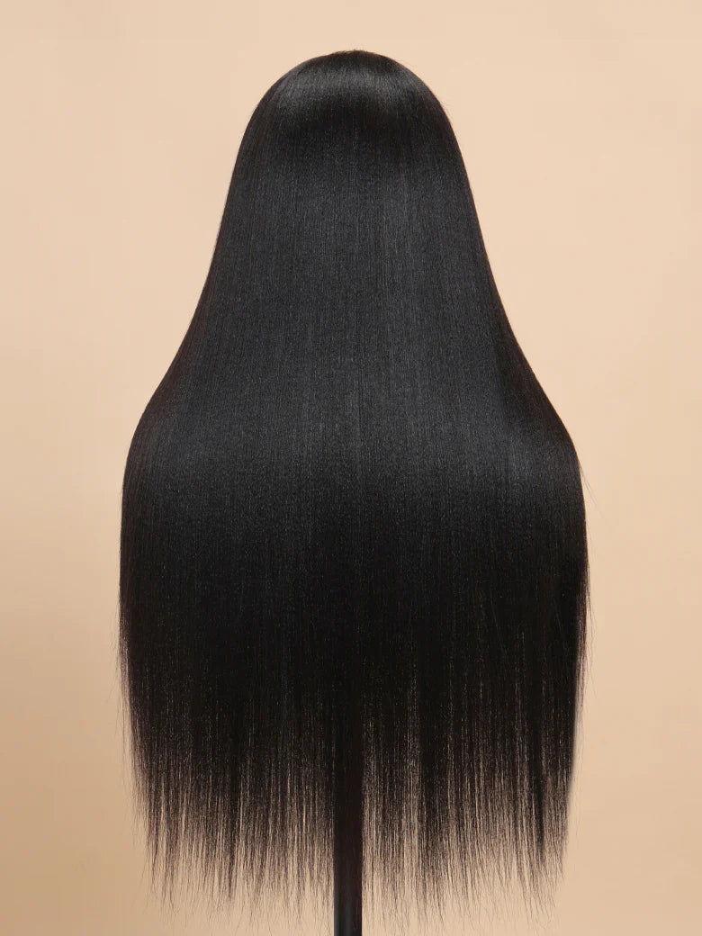 Yaki Straight 13x4/6x5 Glueless Lace Wig Pre-cut Lace Put On and Go Natural Black Beginner Friendly 150% Density