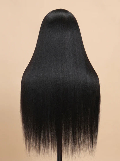 Yaki Straight 13x4/6x5 Glueless Lace Wig Pre-cut Lace Put On and Go Natural Black Beginner Friendly 150% Density